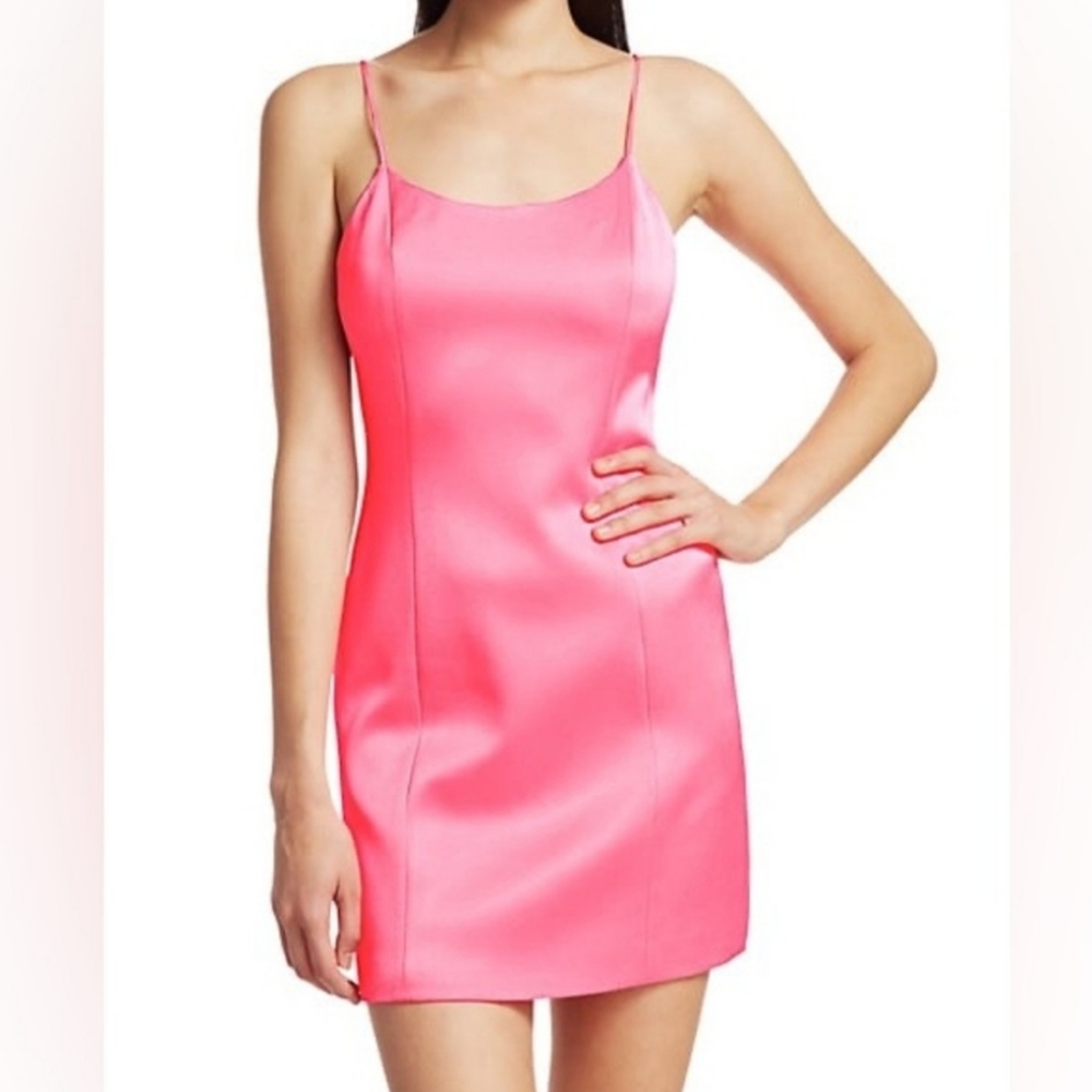 Alice and Olivia Nelle Mini Neon Pink Dress